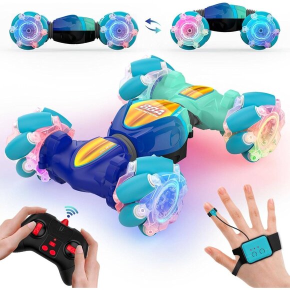 Gesture Sensor RC Stunt Car – 4WD Off-Road Vehicle with Lights & Music (Blue) - Picture 1 of 8